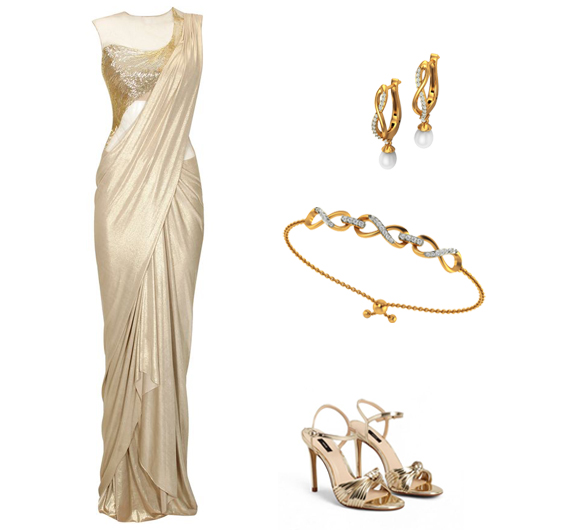 Saree with Diamond Jewellery
